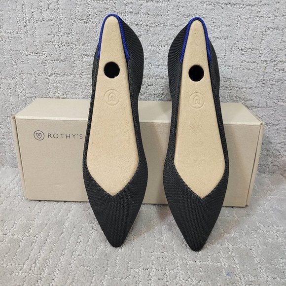 Rothys The Point Solid Black Pointed Toe Slip on Flat Shoe Womens Multiple Sizes - Picture 1 of 11